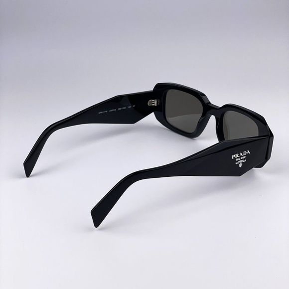 Prada PR17WS 1AB2B0 Sunglasses Black Gray Mirrored Silver Square Unisex - Picture 10 of 12